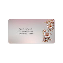 Étiquette d'adresse florale rose décorative