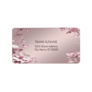 Étiquette d'adresse florale rose délicate