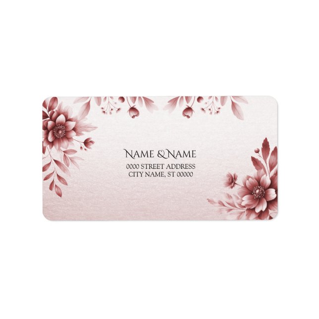 Étiquette d'adresse florale Rose Poussiéreuse (Devant)