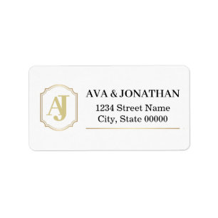 Étiquette d'adresse Monogramme Luxe Impériale