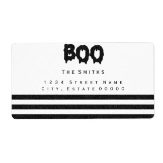 Étiquette d'adresse rayures noir et blanc Boo