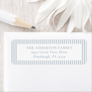 Étiquette d'adresse simple prépa rayée bleu blanc