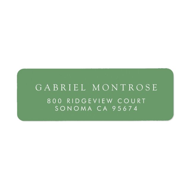 Étiquette d'adresse verte minimaliste noire modern (Devant)
