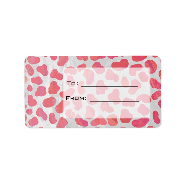 Étiquette Dalmatie rose et blanc avec monogramme (Devant)