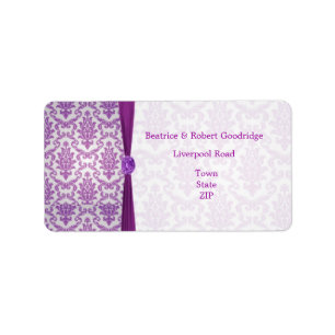 Étiquette Damask violet, Mariage photo en pierres précieuses