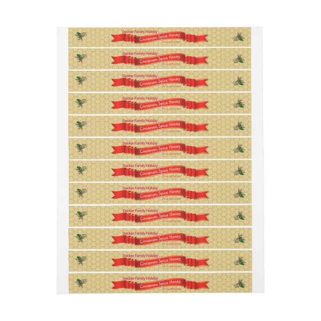 Étiquette d'ambre clair de miel à la cannelle (Feuille)