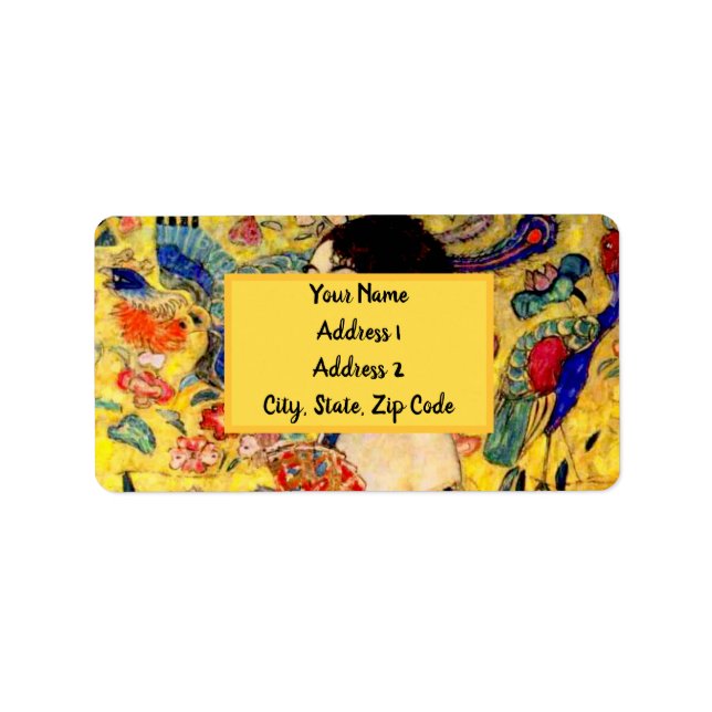 Étiquette Dame Gustav Klimt avec ventilateur (Devant)