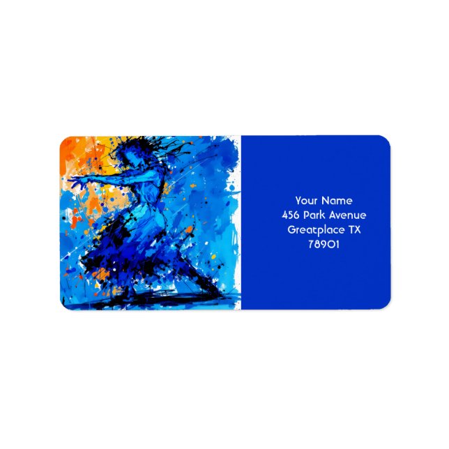 Étiquette Danseur Fantastique Mignon Bleu Orange (Devant)