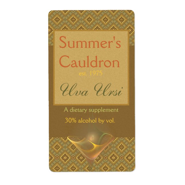 Étiquette d'apothecaire en verre Suntini (Devant)