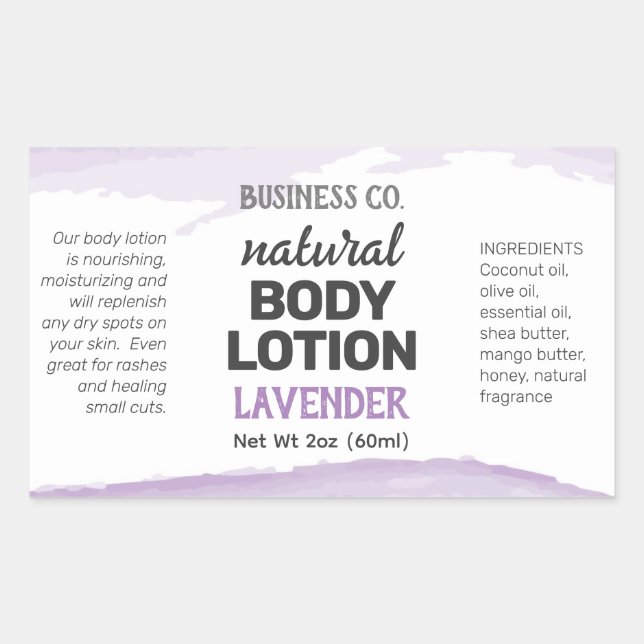 Étiquette d'aquarelle violet Lavender (Devant)