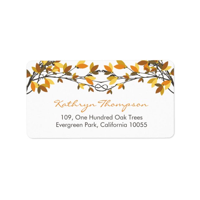 Étiquette Dark Brown noué Aimer Arbres Mariage de automne Ad (Devant)