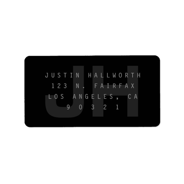 Étiquette Dark Grey Modern Adresse de retour (Devant)