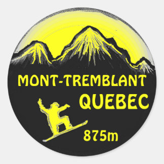 Étiquette d'art en snowboard jaune du Québec Mont 