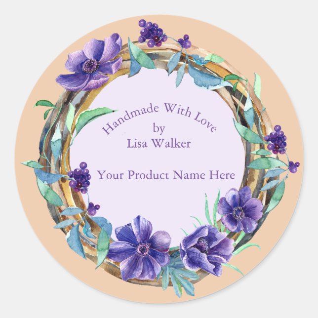 Étiquette d'article fait main Wreath Rustic & Purp (Devant)