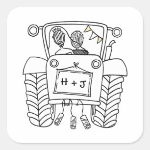 Étiquette d'autocollant de mariage campagnard Trac