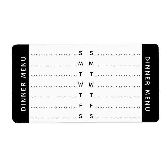 Étiquette d'autocollants du menu hebdomadaire ou d (Devant)