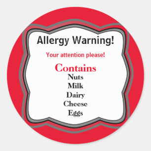 Étiquette d'avertissement d'allergie