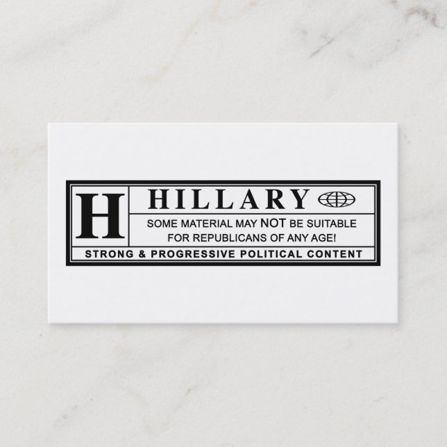 Étiquette d'avertissement Hillary Clinton (Devant)