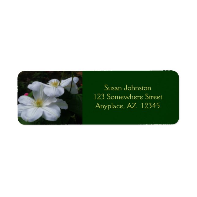 Étiquette de adresse à fleurs Clematis blanches (Devant)
