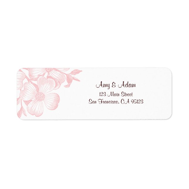 Étiquette de adresse à fleurs de Dogwood rose (Devant)