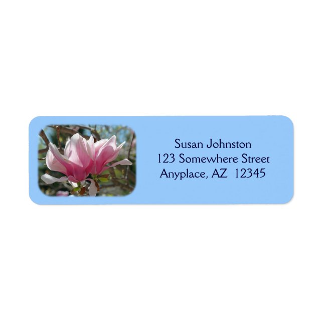 Étiquette de adresse à fleurs de Magnolia rose (Devant)