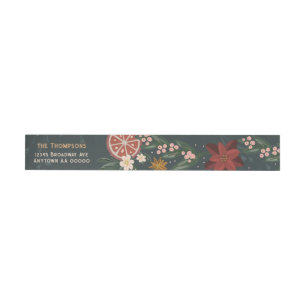 Étiquette de adresse à la main de fleurs d'hiver