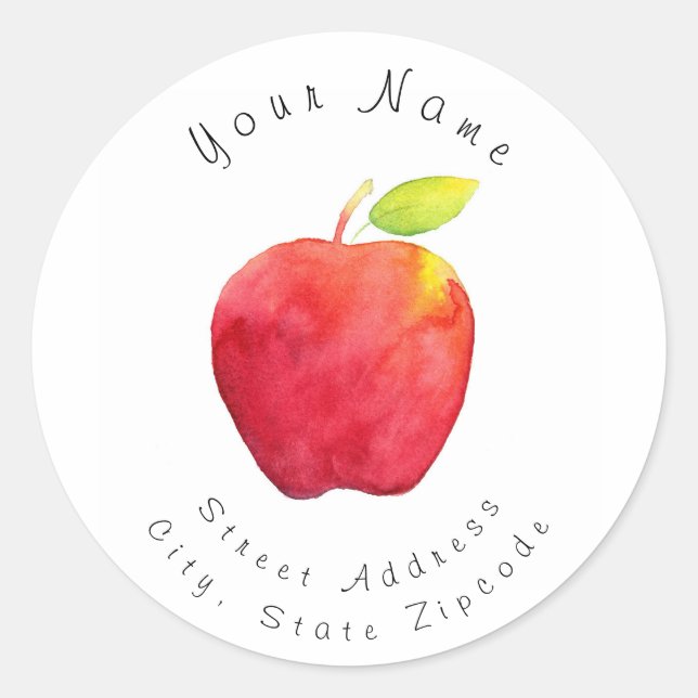 Étiquette de adresse Apple couleur rouge (Devant)