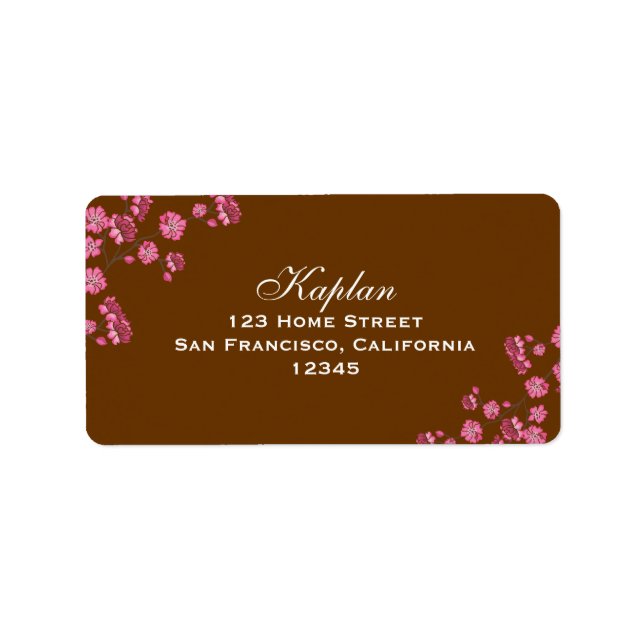 Étiquette de adresse Avital Brown Fleurs roses (Devant)