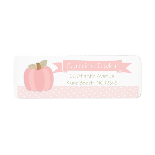 Étiquette de adresse Baby shower Citrouille rose (Devant)