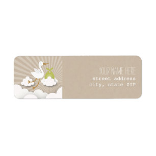 Étiquette de adresse Baby shower de cigogne - Vert
