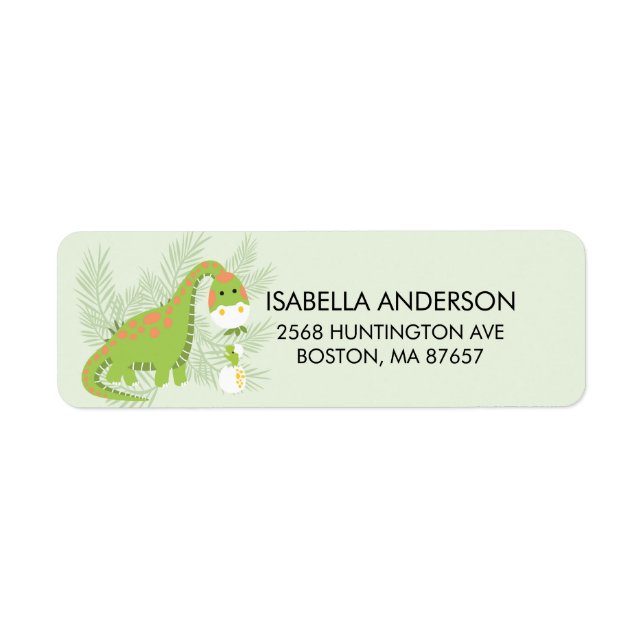 Étiquette de adresse Baby shower Dinosaur (Devant)
