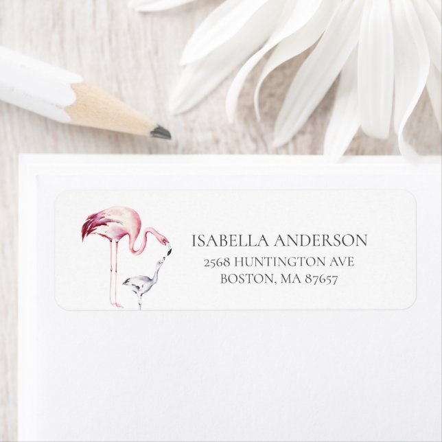 Étiquette de adresse Baby shower Flamant rose  (En situation)