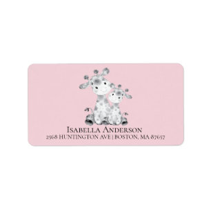Étiquette de adresse Baby shower Giraffe Girls