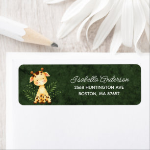 Étiquette de adresse Baby shower Jungle Giraffe
