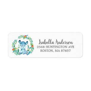 Étiquette de adresse Baby shower Jungle Rhino