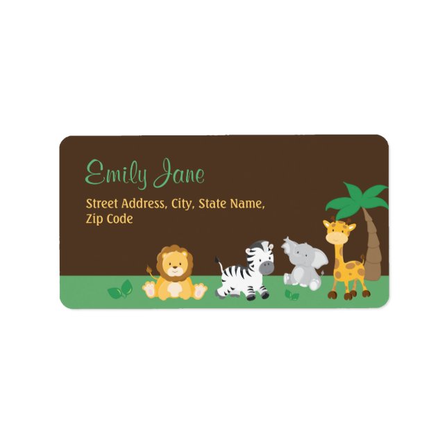 Étiquette de adresse Baby shower Jungle Safari (Devant)