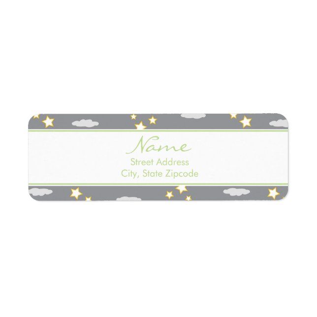 Étiquette de adresse Baby shower Lune et étoiles (Devant)