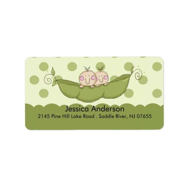Étiquette de adresse Baby shower Twin Little Peas (Devant)