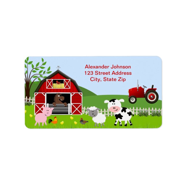 Étiquette de adresse Barnyard Farm Animaux (Devant)