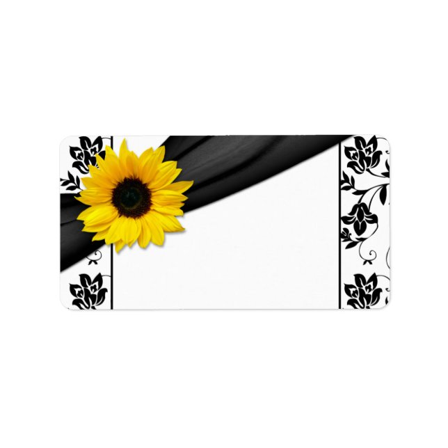 Étiquette de adresse blanc Sunflower Mariage damas (Devant)