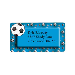 Étiquette de adresse bleu de ballon de football