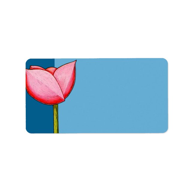 Étiquette de adresse bleu Fleurs simples (Devant)