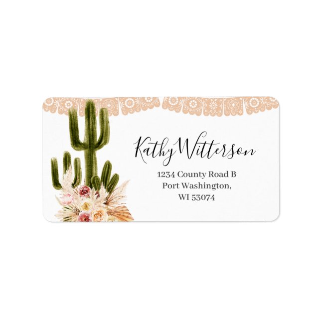 Étiquette de adresse Boho Cactus Taco à l'amour Do (Devant)