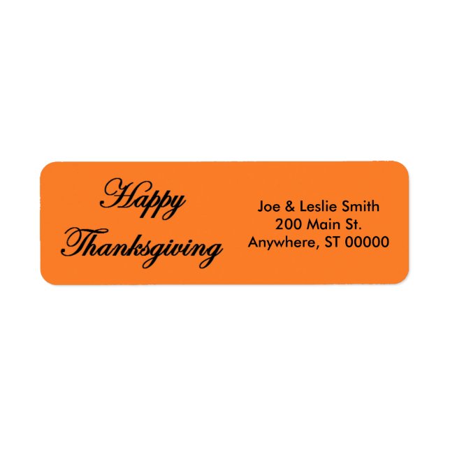 étiquette de adresse "Bon thanksgiving" (Devant)
