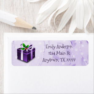 Étiquette de adresse cadeau de Noël pourpre