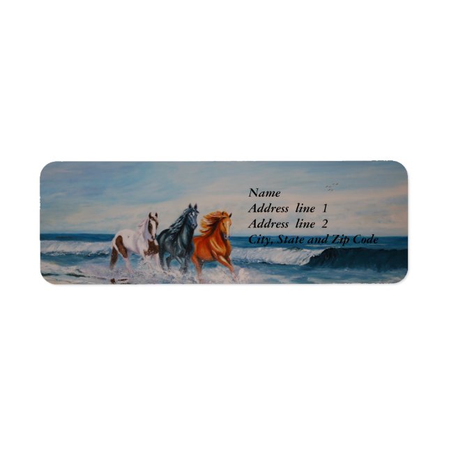 Étiquette de adresse, Chevaux dans le surf (Devant)