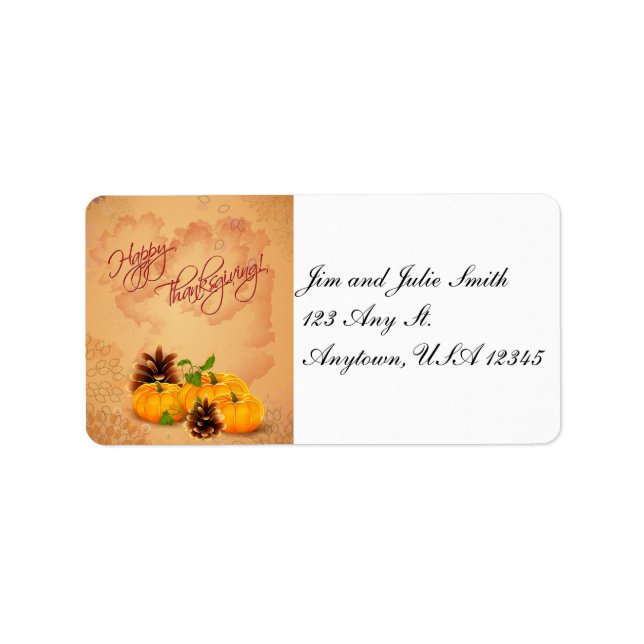 Étiquette de adresse Citrouille de Thanksgiving (Devant)