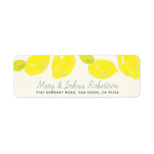 Étiquette de adresse Citrus Citron Peint À La Main
