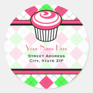 Étiquette de adresse Cupcake rose - Jacquard rose 