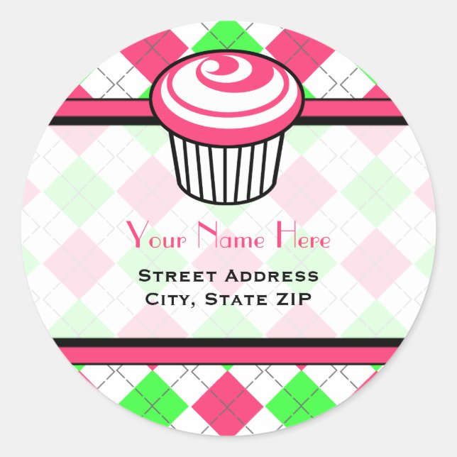 Étiquette de adresse Cupcake rose - Jacquard rose  (Devant)